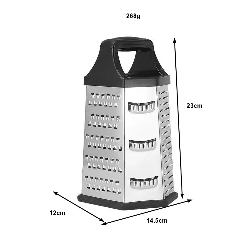 Stainless Steel Multifunction  Fruit Vegetable Slicer  Grater 6 Side  Box Cheese Grater with Container