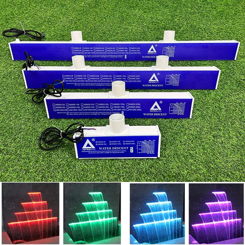 Stainless Steel Swimming Pool Waterfall Wall Water Fountain Decoration Water Blade Water Cascade Descent with Led Light