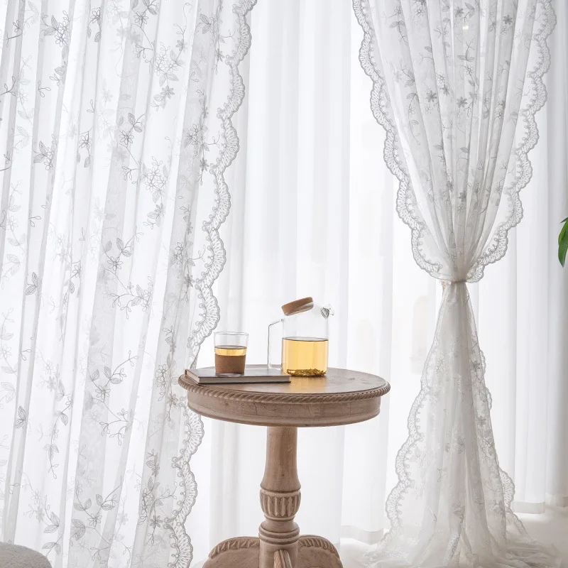 Anti-UV custom printed popular tassel fringe warp knitted macrame crochet lace curtains