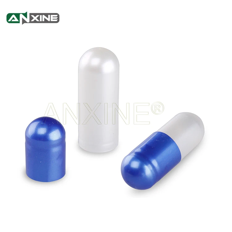Medical Delay Release Empty Capsule Size 00 0 1 2 3 4 Vacant Caps Blue And Pearl White Metallic Capsule