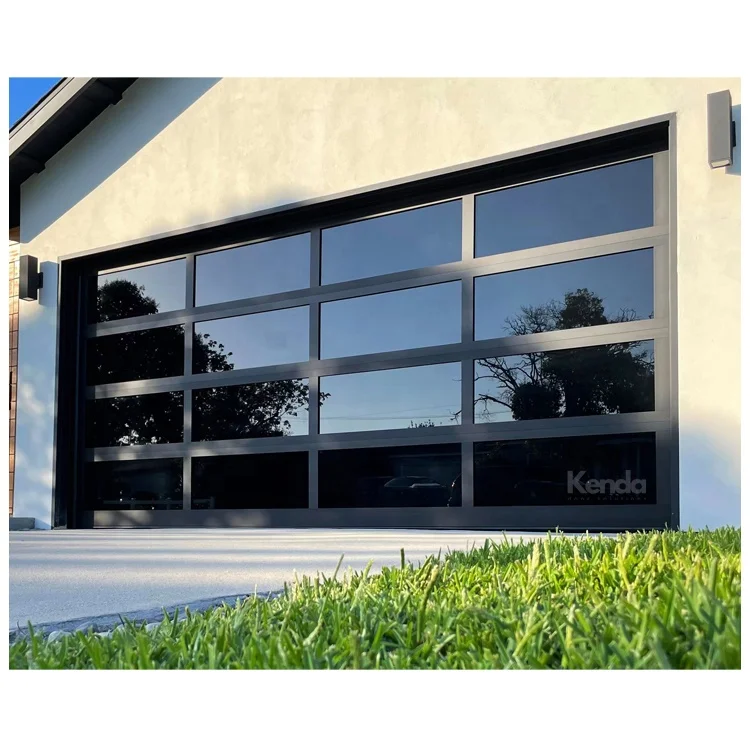 2024 Frameless Mirror Tempered Glass For Sale high Quality And Low Price Electric Black Glass Garage Door Supplier