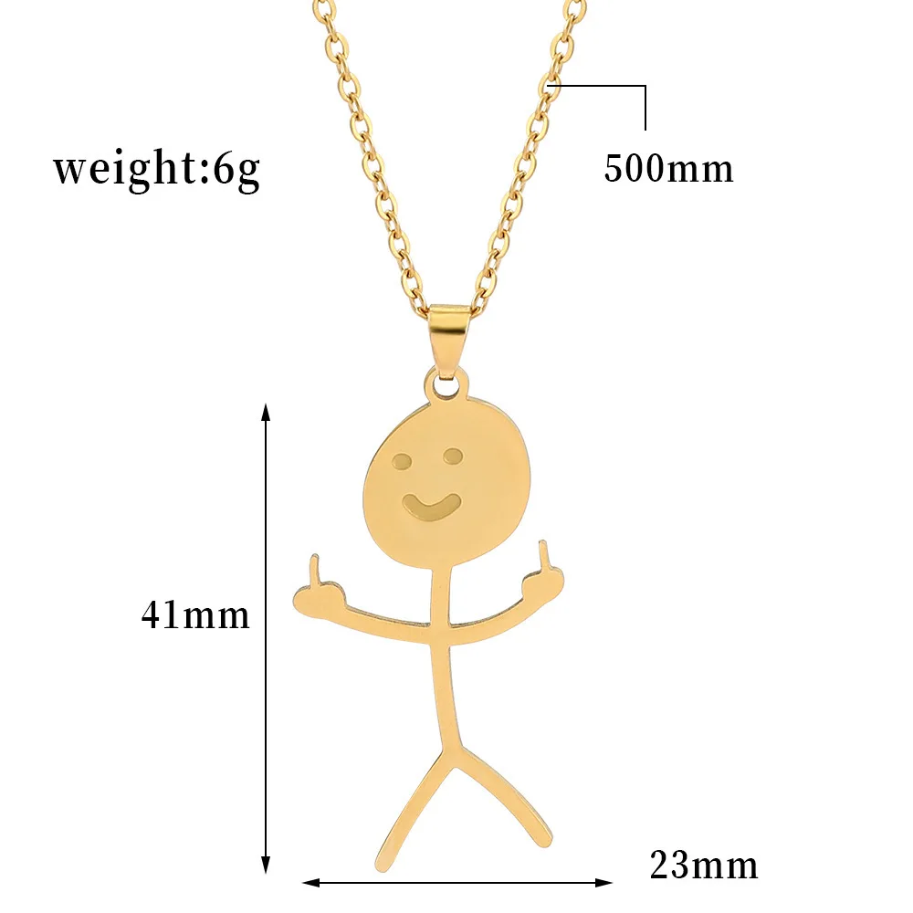 Funny Doodle Necklace For Men Middle Finger Pendant Fashion Personalized Hand Gesture Necklace Hip Hop Fuxk You Necklace