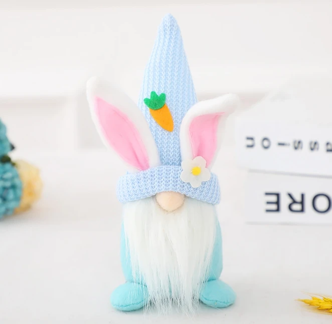 Easter decorations knitted fabric faceless doll rabbit adornment dwarf action figure doll