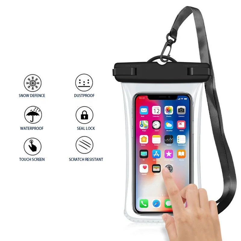 hot TPU phone waterproof case IPX8 Diving waterproof phone bag Touch screen waterproof phone bag
