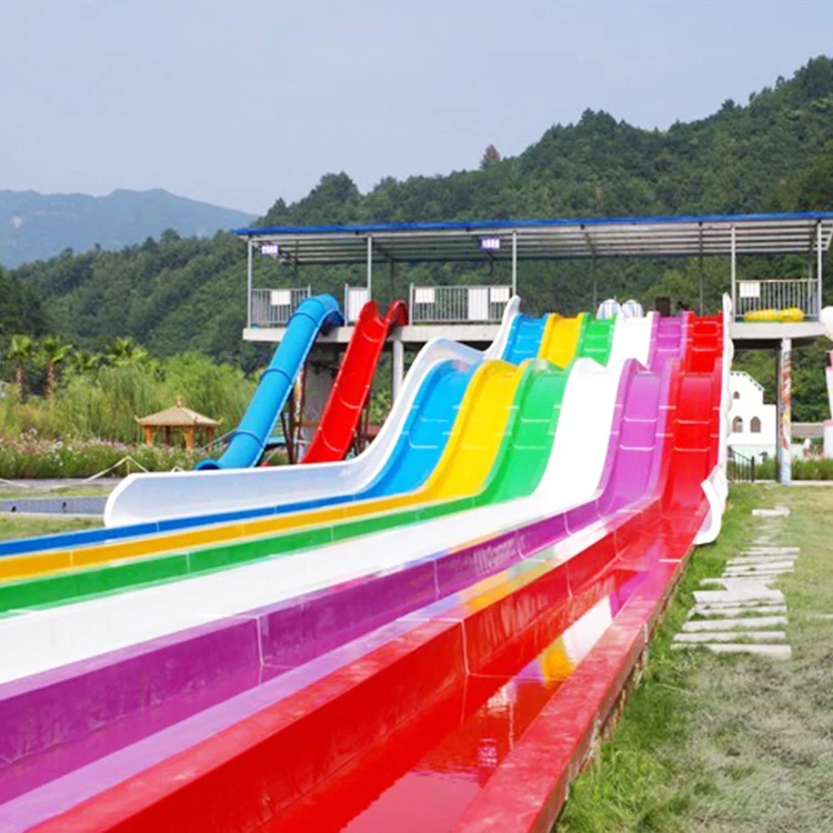 factory price supply Side-by-side Fiberglass rainbow water Slide Racing Waterslide Custom Water Slides