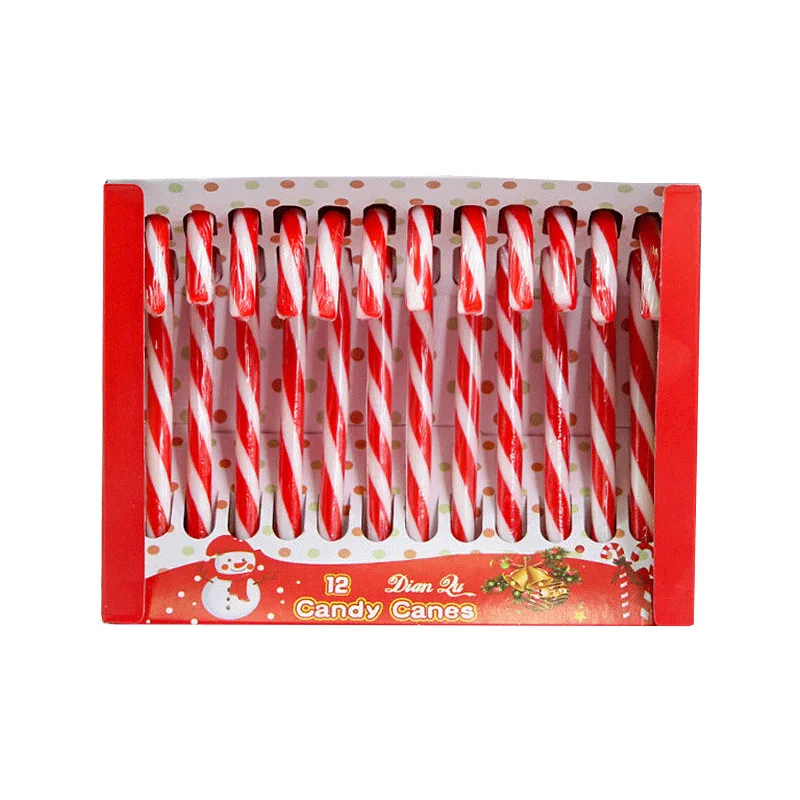 Wholesale Price Red Green and White Christmas Crutch Pattern Candy Box Toy Candy