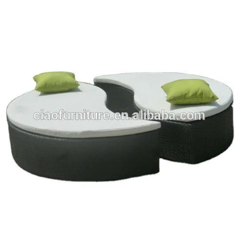 S sharp outdoor furniture poolside yin-yang bed rattan sunbed