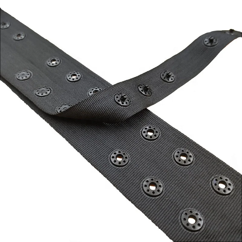 Customized size plastic snap button polyester tape Round Square Snap fastener clothing