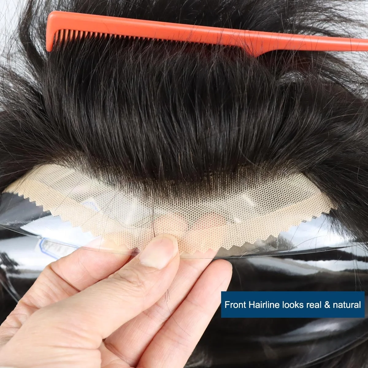 Durable Indian Human Hair Prosthesis For Men Breathable Natural Hairline French Lace Front Toupee