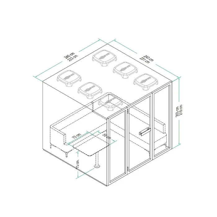 L-shape Portable Meeting Room C Pod Privacy Phone Booth for 6 Person 2400 X 2400 X 2280mm Soundproof Office Booth
