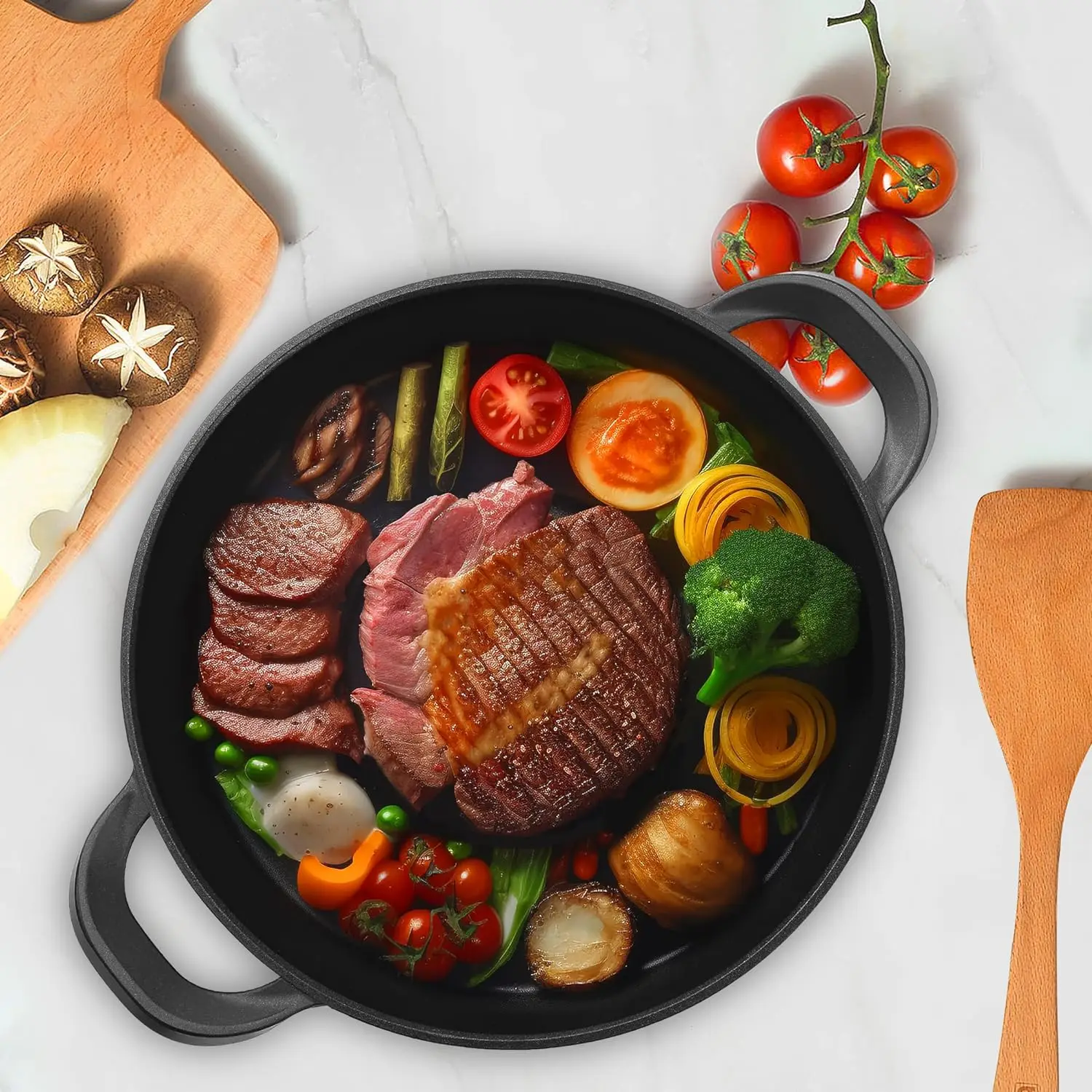 Cast Iron Griddle Roasting Grill Pan Outdoor Bbq Skillet Griddle Pan Barbecue Nonstick Lid Griddles & Grill Pans For Stove Top