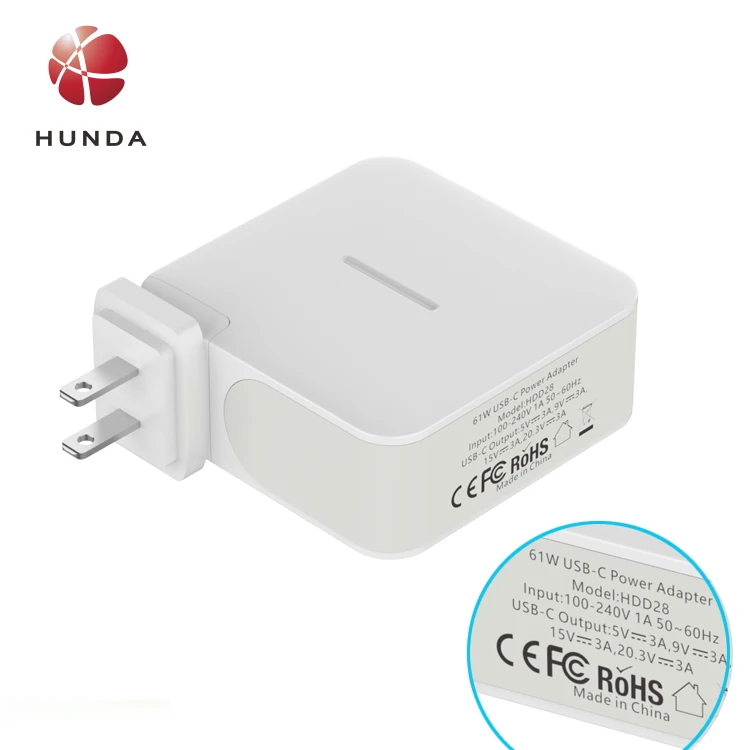 Type C Power adapter single port universal fast charger 61W wall charger usb C for laptop/Iphone with CE/FCC/PSE certificate