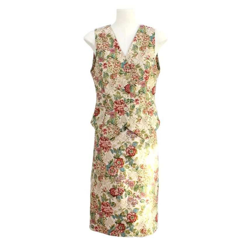High Density Custom Floral Woven Jacquard Tapestry Skirt Suit Cotton Blend Fashionable Tapestry Clothing and Skirt