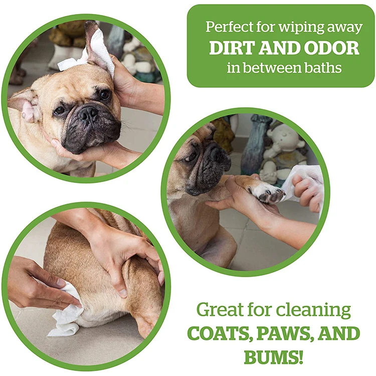 2024 Pet Cleaning Wipes Manufacturers Organic Bamboo Biodegradable Eco Friendly Kraft Paper Package Pet Wet Wipes Private Label