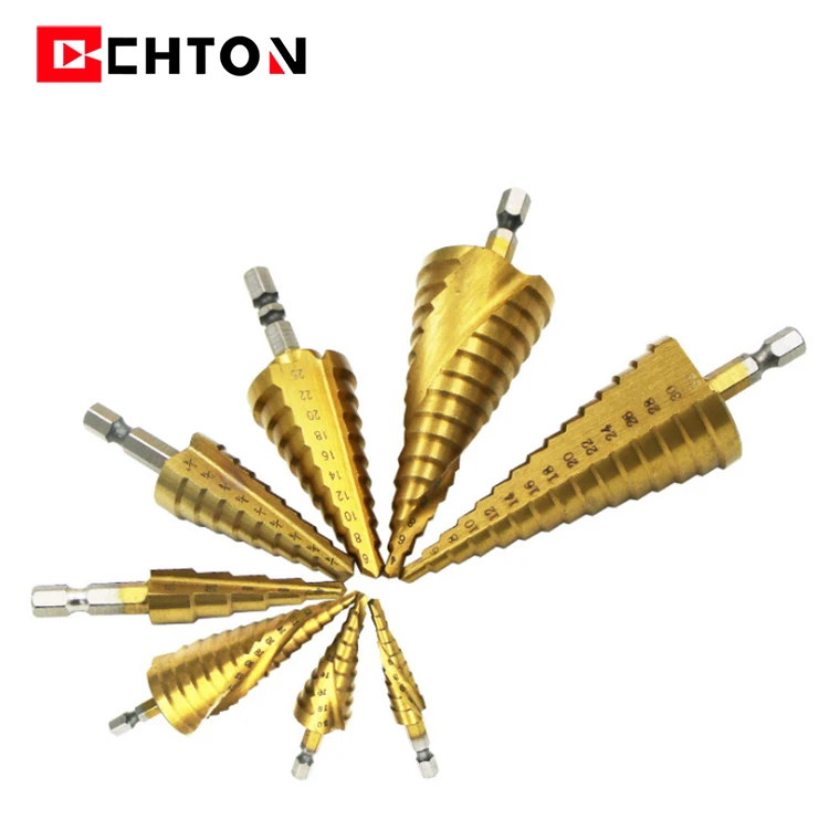 Stepped Hss Tapered Cobal Spiral Groove Step Twist Wooden Drill Bit Wood Metal Drilling