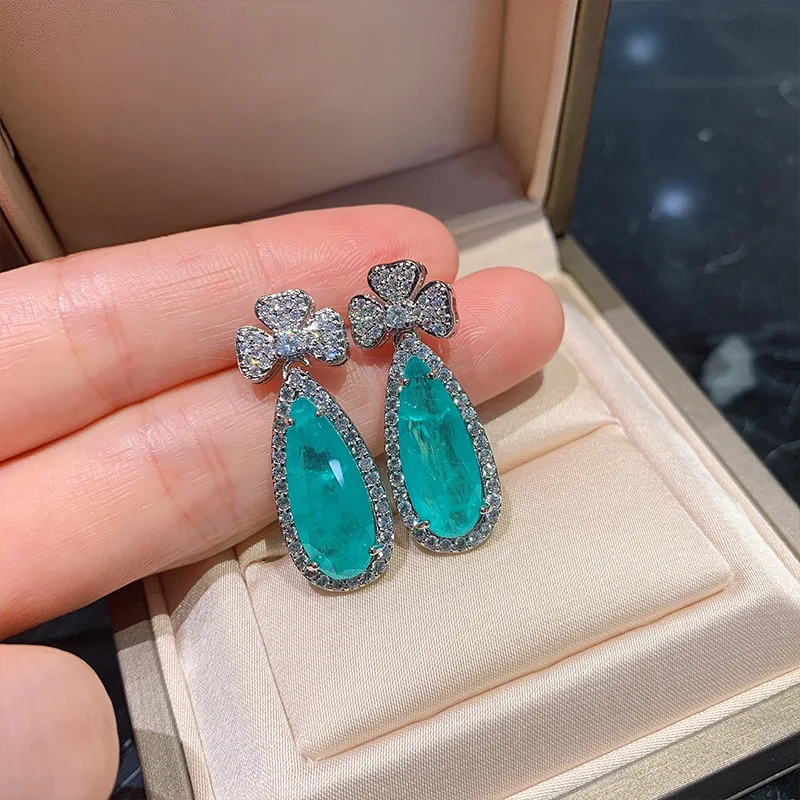 Fashion Water Drop Shape Jewelry Women 925 Sterling Silver And Copper Jewelry Set Turkish Jewelry