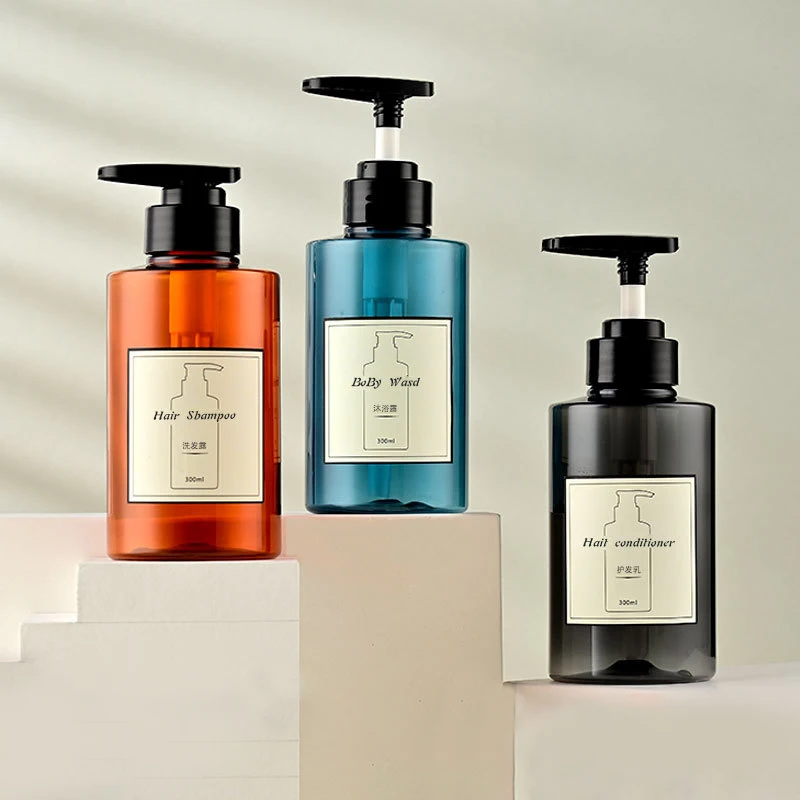 250Ml 8Oz 10Oz Push Type Pet Empty Lotion Pump Cosmetic Bottle With Pump Dispenser For Shampoo Packaging