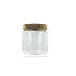 Acacia Kitchen Food Storage Container Canisters Cookie Jar Pantry Clear Glass Big Wide Mouth Glass with Wooden Lid Cover Country