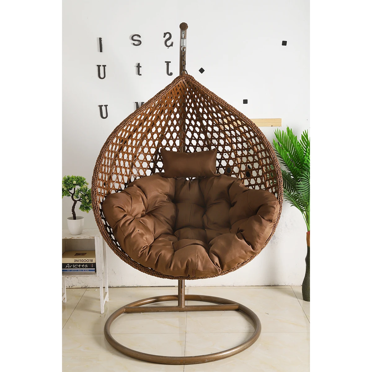 High Quality Design Outdoor Garden Balcony Bedroom Living Room Furniture Patio Swing Hanging Rattan Egg Pod Chair With Stand