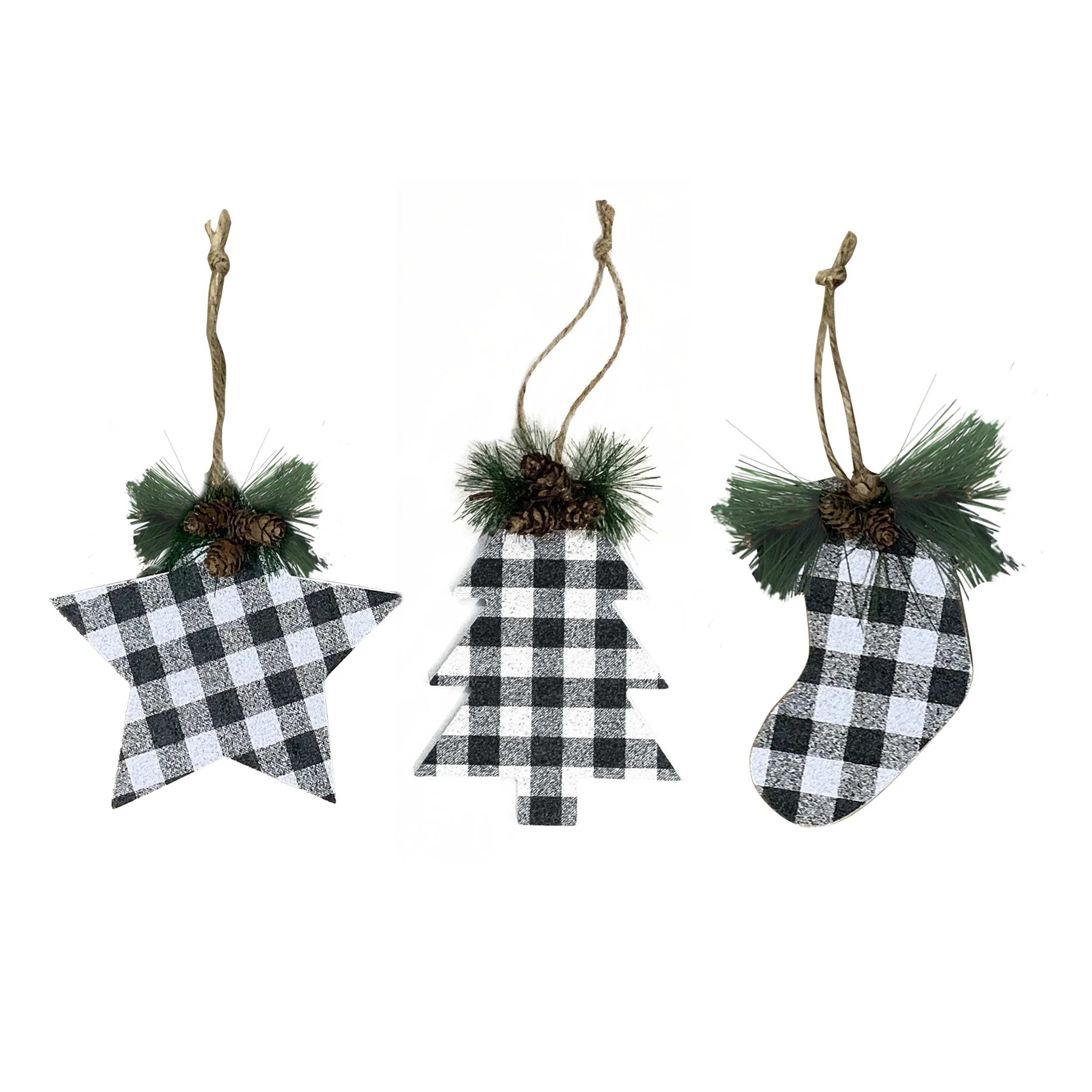 
Christmas Tree Ornaments Buffalo Check for Home Decoration 