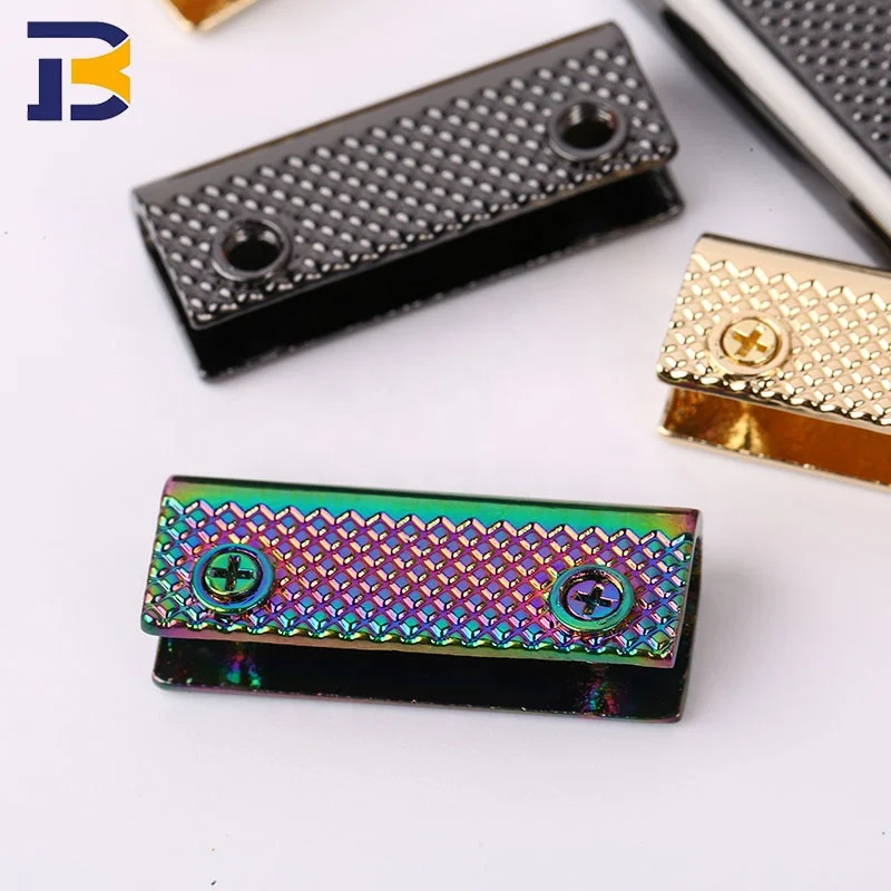 High Performance Zinc Alloy Handbag Accessories Belt End Strap 1 Inch Rainbow Color Strap End Caps End Tail Clips