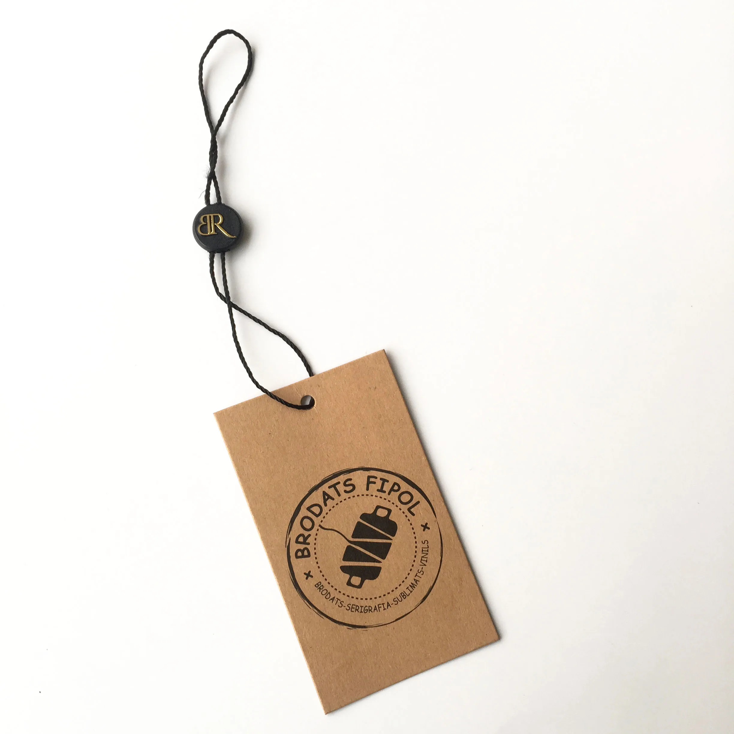 Custom Hang Tags With Strings Garment Hang Seal String Embossed Brand Logos Plastic Hang Tag String