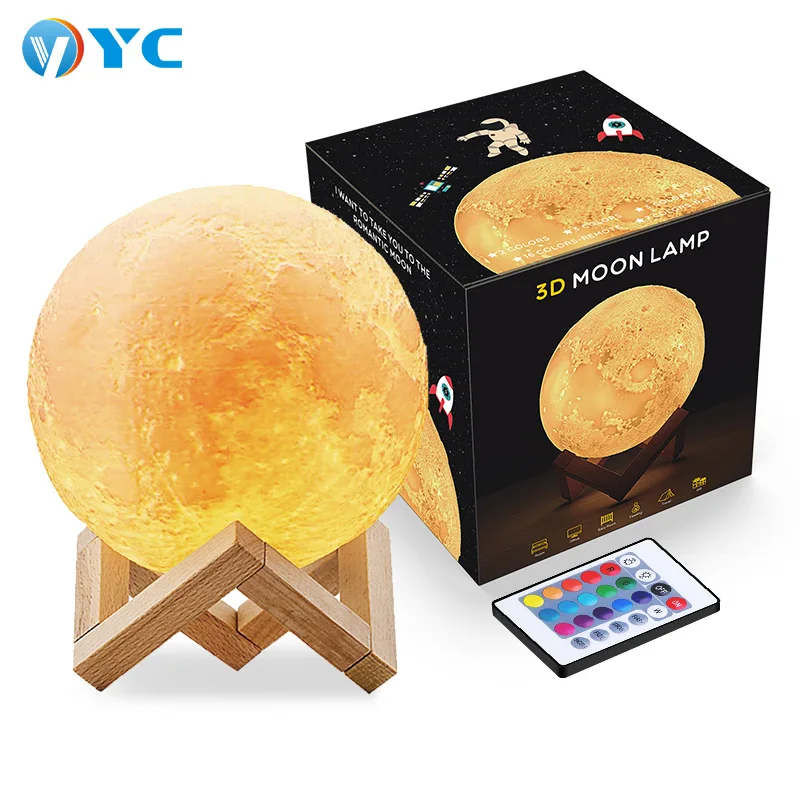 16 Color USB 5V RGB Living Room Decoration Night Lighting 8CM 10CM 12CM 15CM 18CM 20CM 3D Moon Magnetic Floating Table Lamp