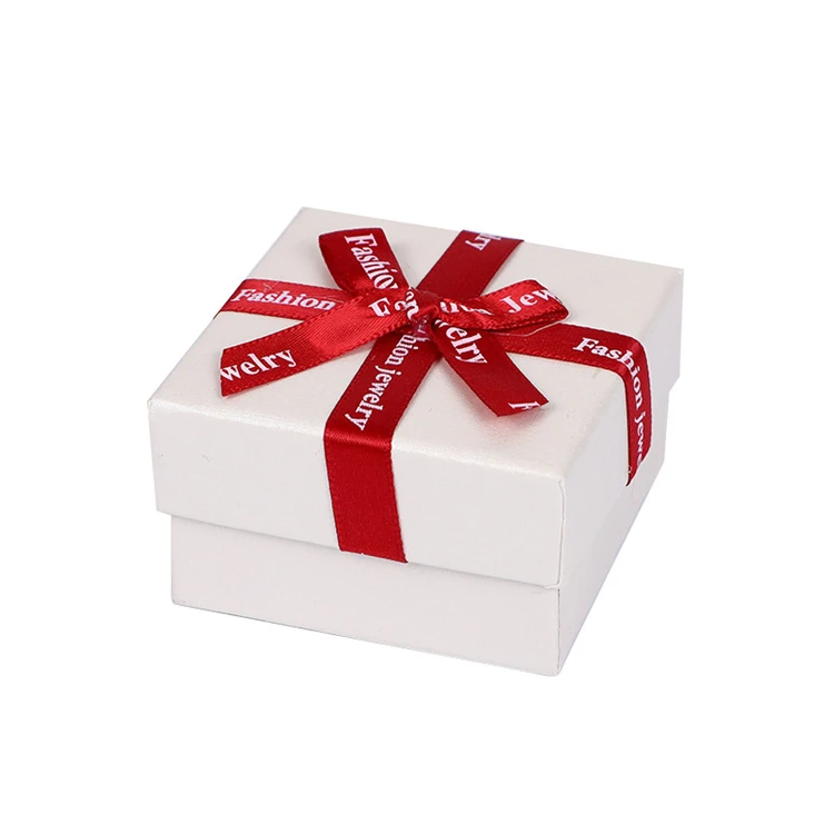 
Small gift box customization mini cute bow white gift packaging paper box 