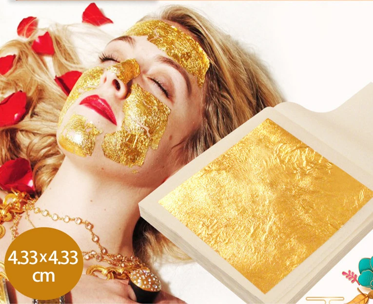 D Лидер продаж! 9,33X9,33 см 99.99% натуральная Золотая листовая фольга для красоты лица Съедобные золотые листья 24k Золотая маска для лица