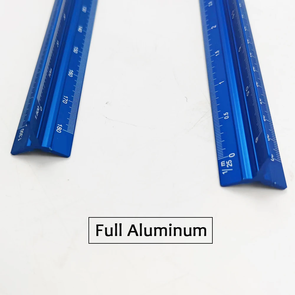 Architectural Scale Ruler Imperial Measurements 12inch Laser-Etched Aluminum Architect Triangular Ruler for Blueprint
