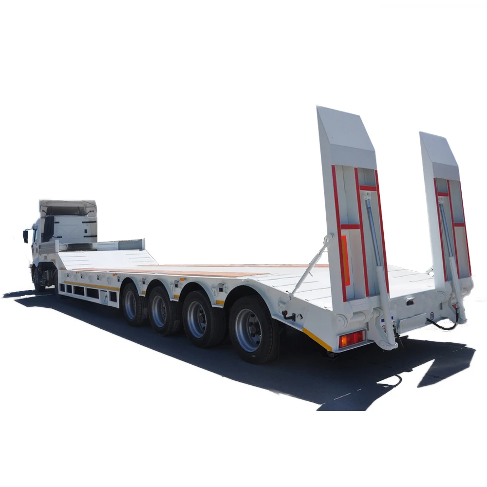  Тяжелая низкая плоская кровать duty2/ 3/4 оси 60 тонн/полуприцеп lowboy с одним запасным колесом на продажу (прямой погрузчик)