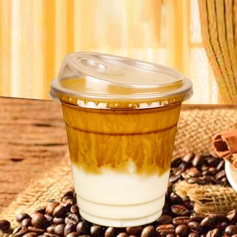 Custom Logo Clear Plastic Disposable Plastic Cups For Iced Coffee Bubble Boba Milk Tea Smoothie With Flat/ Dome Lids