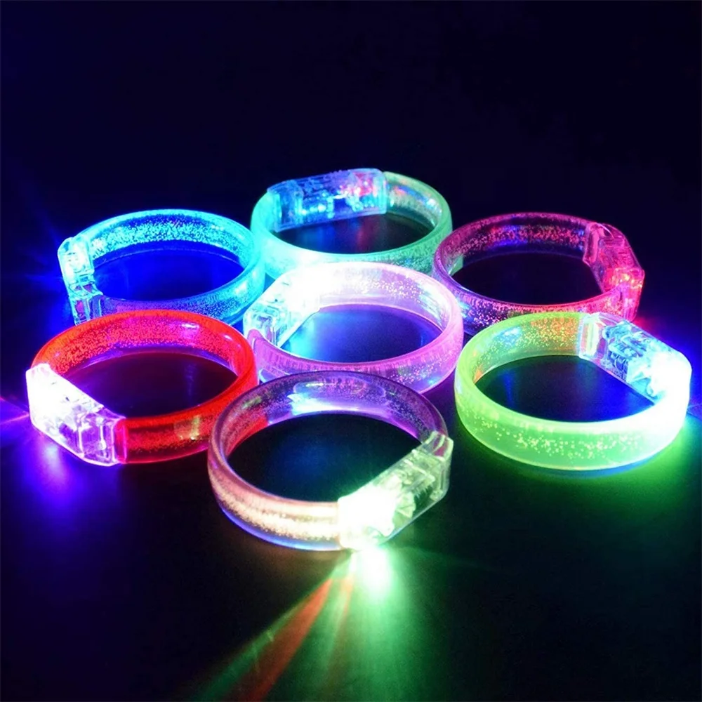 Cheap LED Luminous Bracelet Wristband Acrylic Flat Broadband Bubble Bracelets for birthday Neon Party Supplies