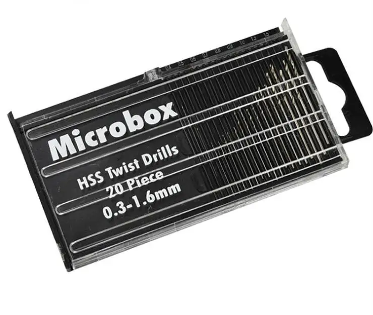 20Pcs 0.3mm-1.6mm HSS Mini Micro Twist Precision Drill Bit Set Craft Tool
