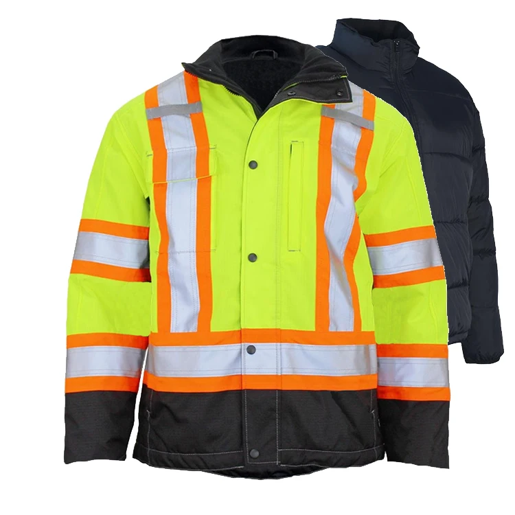Hot Sale High Visibility Construction Hi Vis X Back Reflective 3 In 1 Safety Jacket