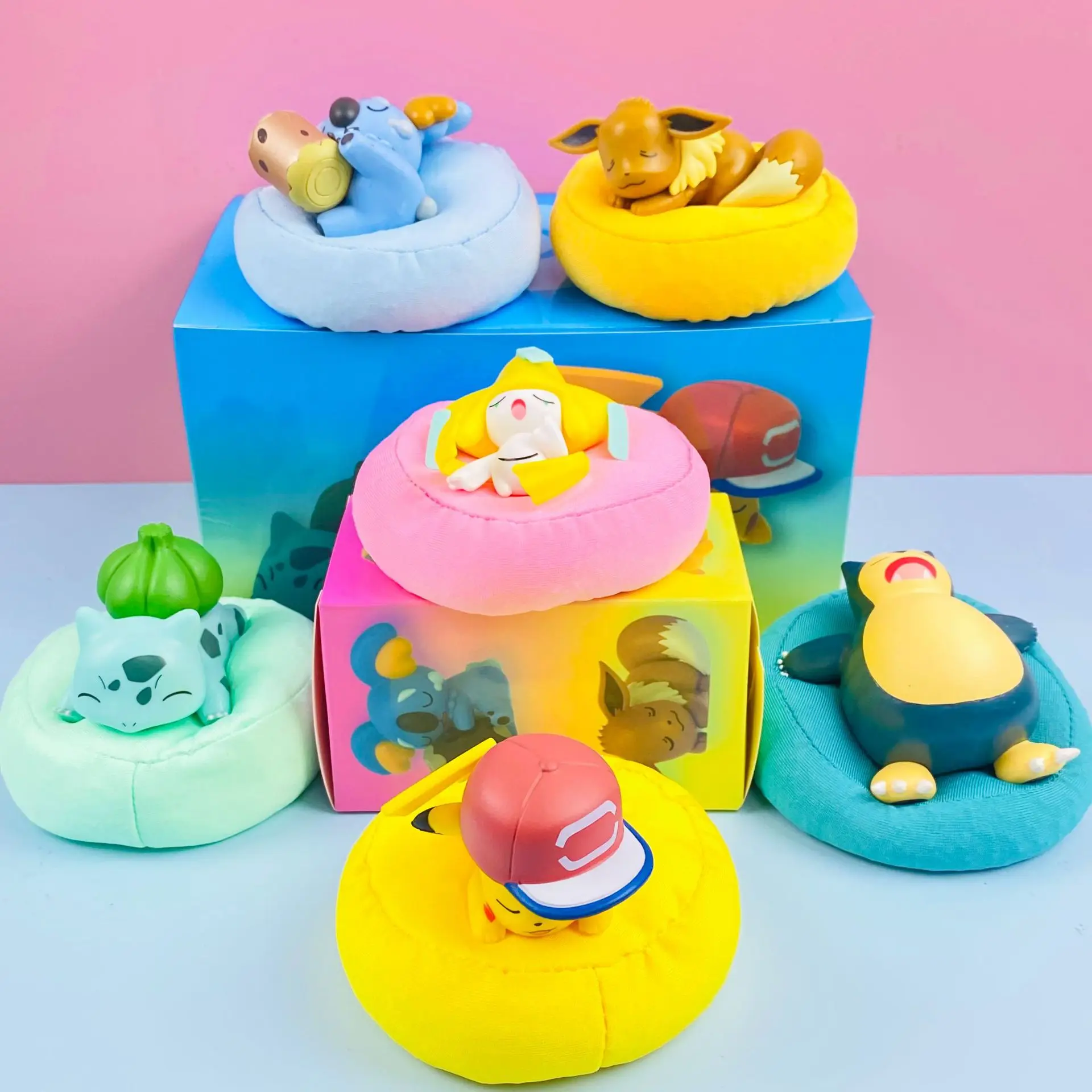 Poke Mon Squirtle Charmander Scene Boxed Action Figure Pika Chu Sleeping Pokemoned Series Trend Blind Box