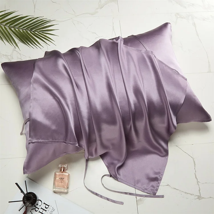Eco-friendly 16 momme 100% Mulberry Silk Pillow Case Natural purple wine silk pillowcase