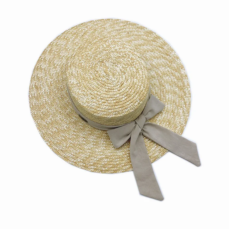2021 designer girls bow know decor straw hat bowknot beach women summer big wide brim wheat boater straw hat for adult and kids