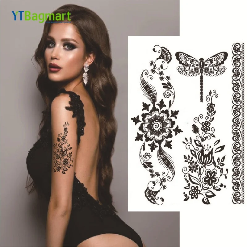 Most Popular Fashion Custom Waterproof Colorful Arm Hand Neck Wrist 3D Flower Sexy Beautiful Adhesive Tatoo Sticker