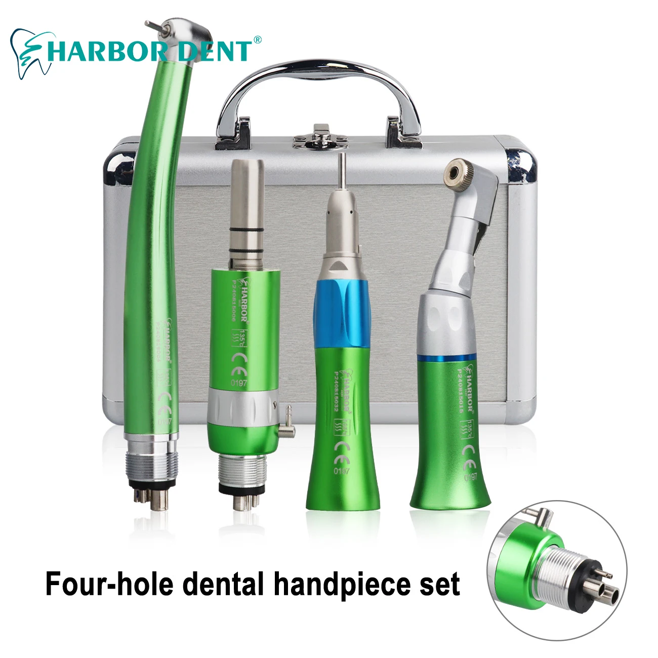 colored-dental-handpiece 2 hole 4 hole High Speed Air Turbine And External Water Spray Low Speed Handpiece Set Handpiece Kit