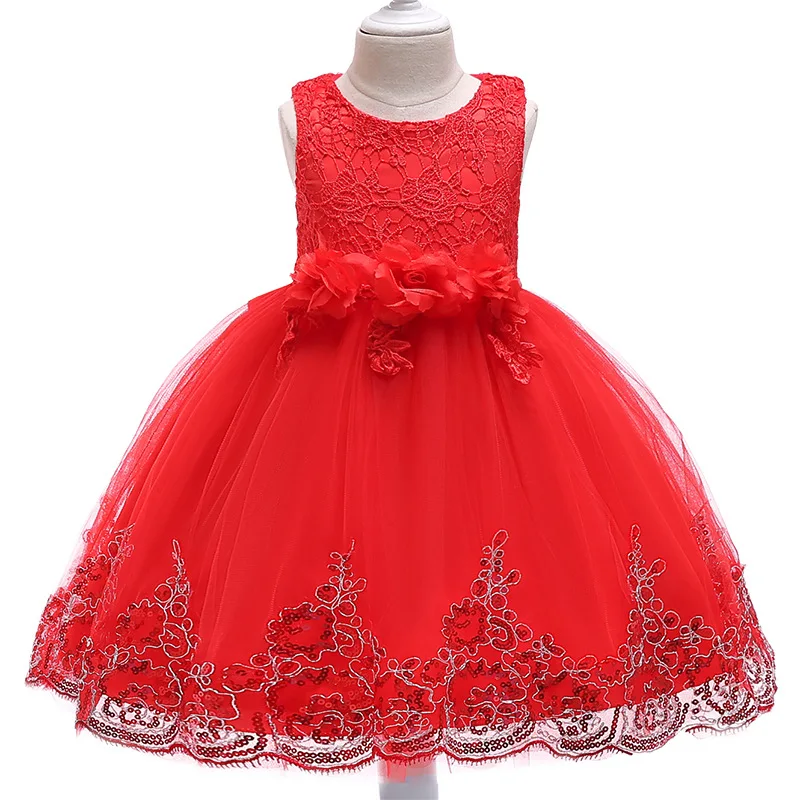 New Style  Wedding Princess Embroidery Bow Gown Flower Baby Girl Romper Dress Designs Party Wear