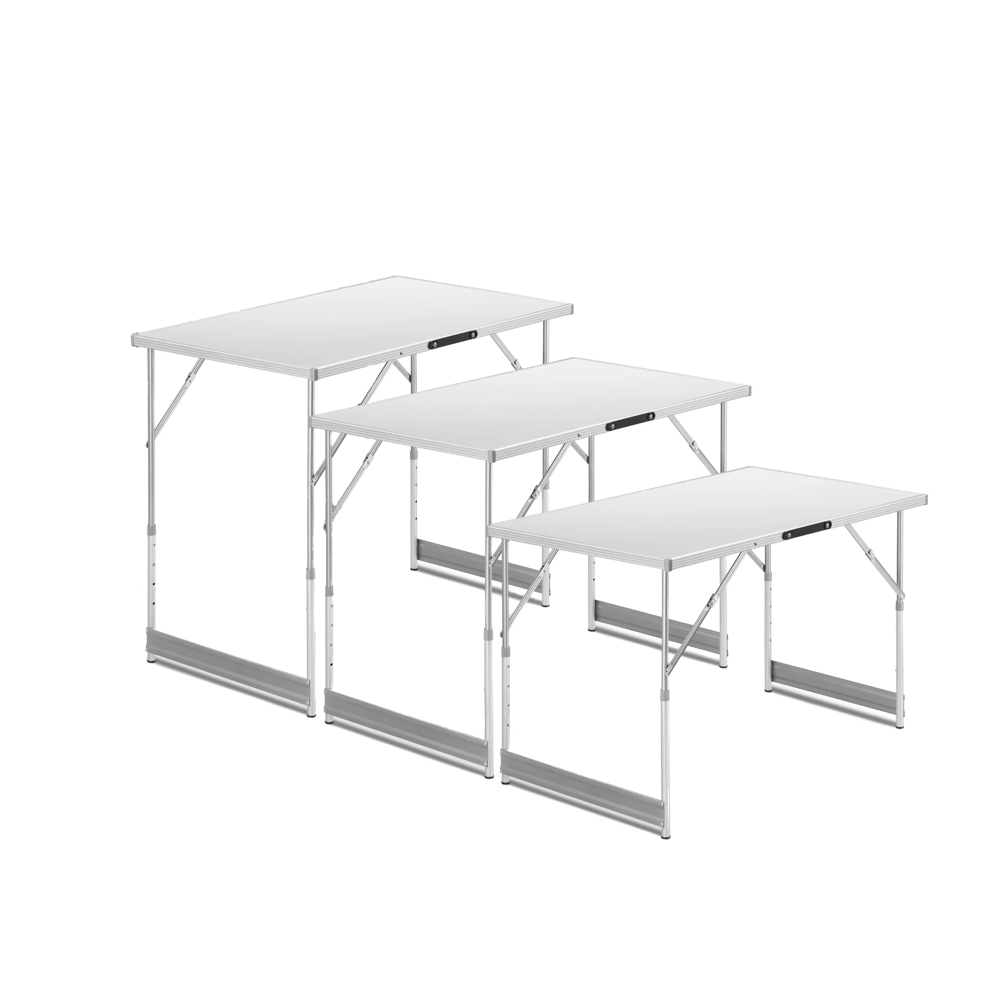 3PK Portable Aluminum Furniture Foldable Metal Camping Table Sets Bbq Outdoor Folding Picnic