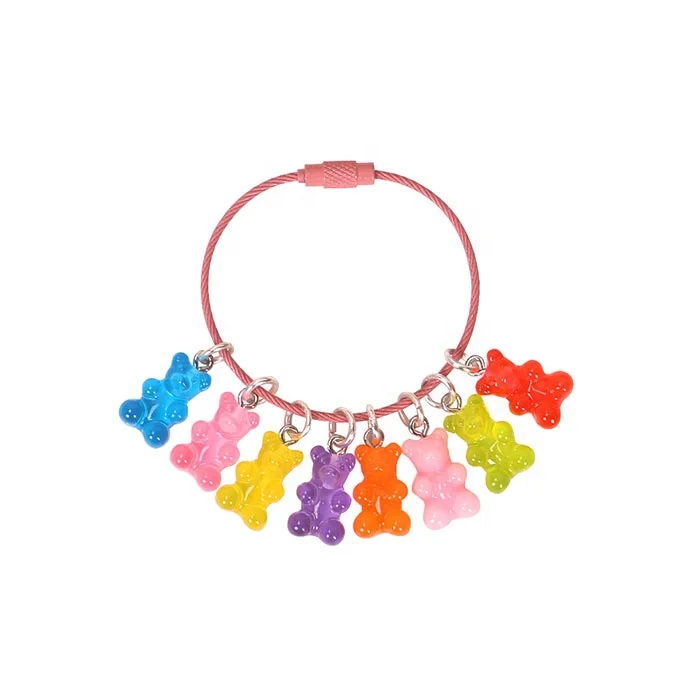 High Quality Korea Ins Style And Resin Type Custom Plastic Cute Bear Decorative Airpods Keychain