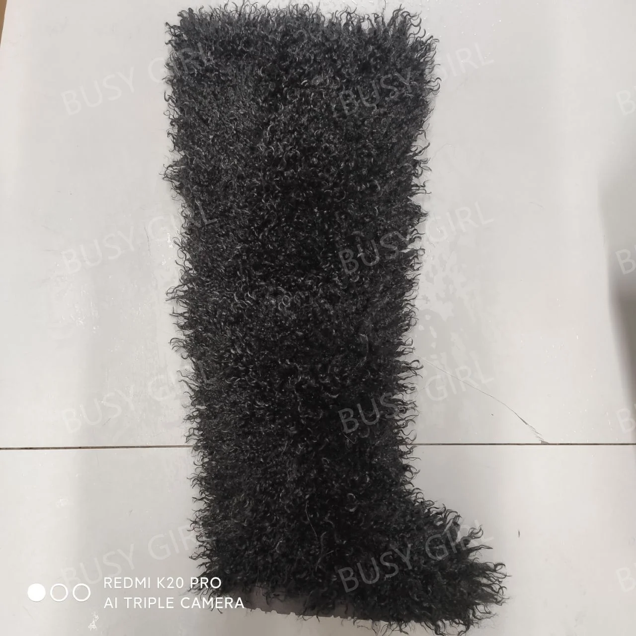 BUSY GIRL RS4735 Women Thigh High Boots with Fur Thick Leg Friendly Size 13 Flat Fluffy Fuzzy Faux Long Mongolian Fur Boots