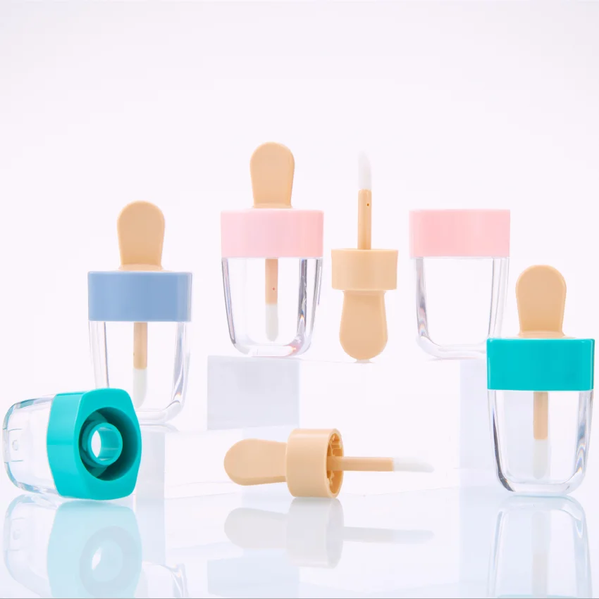 Wholesale Custom Logo Creativity Cute Popsicle Shape Pink Color Empty Lip Gloss Containers Tube