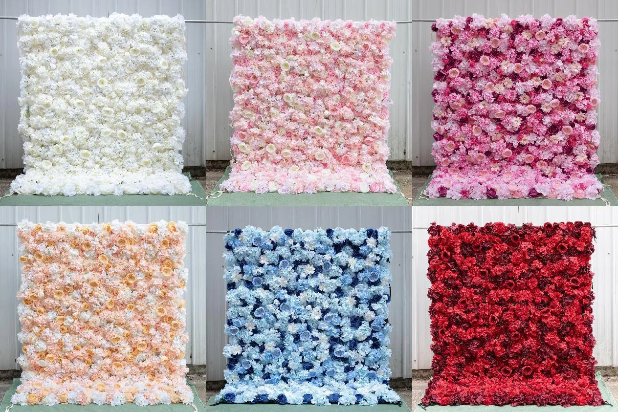 8*8FT Customized Backdrop Silk Artificial Decorative Flower Wall Real Touch Flowers For Decoration Wedding
