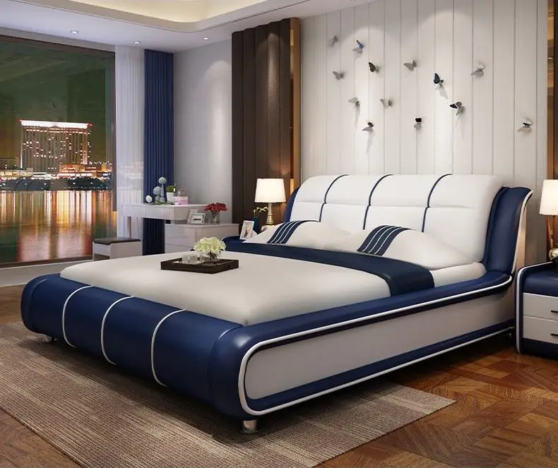 Double bed master bedroom tatami wedding bed imported pine frame + latex mattress + 1 cabinet