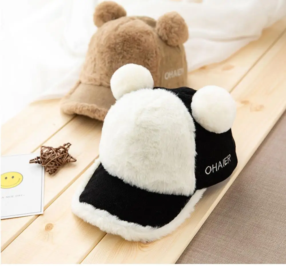 
wholesale fashion cute personalized animal outdoor flocking warm baseball wool babies kids winter children hat 