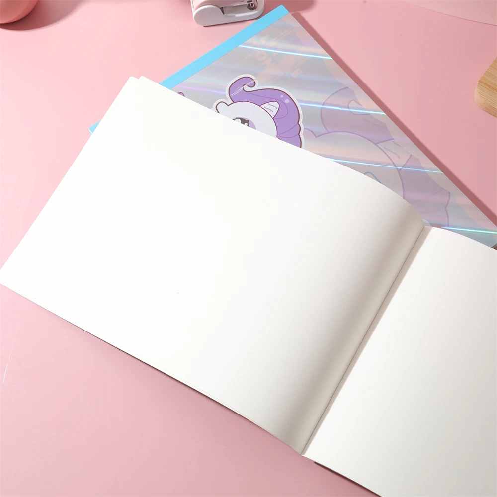 Elegant Sparkling Cover A4 Adhesive Drawing Notebook Blank Pages High Utility Wonderful For Fashion Illustration