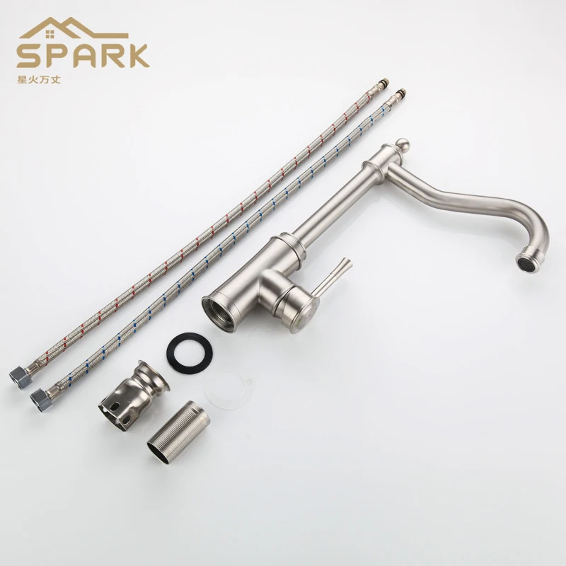 European Swivel Vegetable Basin Faucet 304 Stainless Steel Vintage Kitchen Faucet 1 - 199 Sets